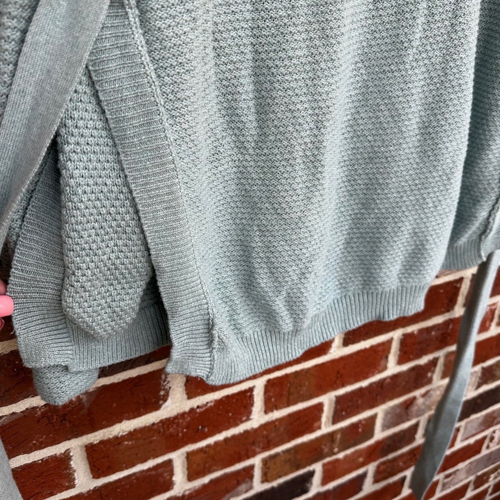 Free People FP Beach Blue Waffle Knit Sweater XS Oversized Tie Waist‎ Cozy - Picture 3 of 8